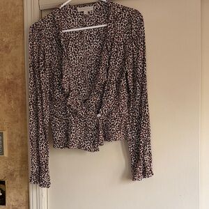 Dance & Marvel Leopard Print Blouse - Black and Brown